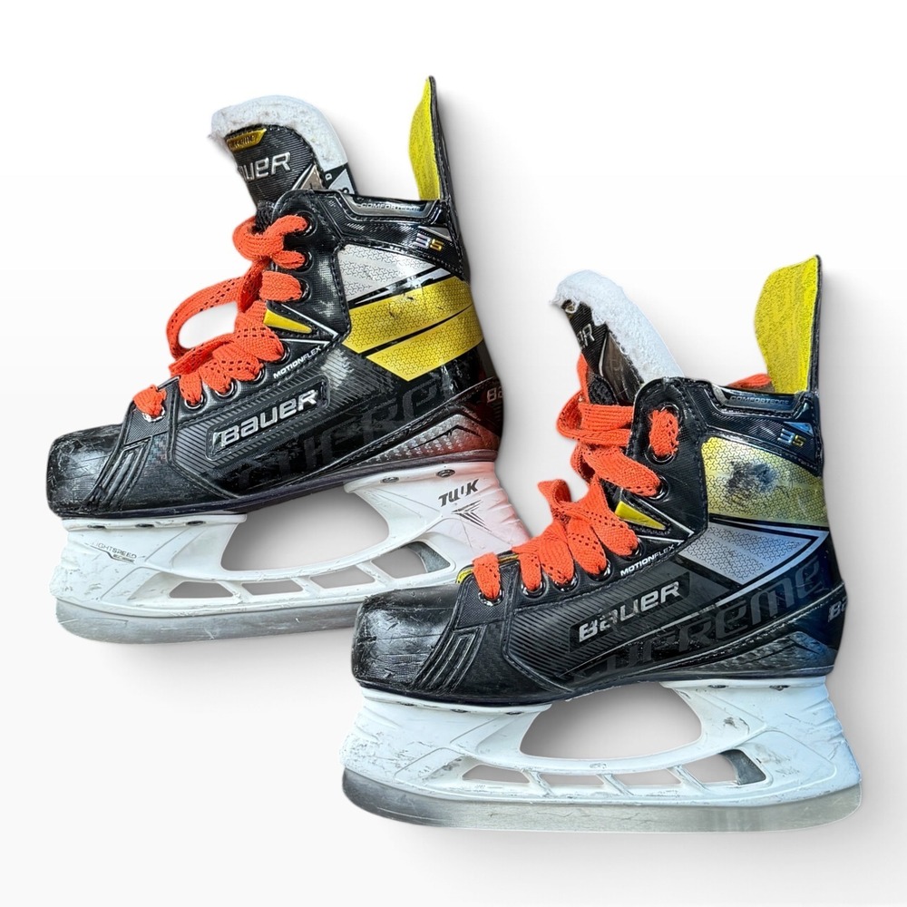 Bauer Supreme 3S Junior Ice Hockey Skates Black Yellow Size 3 D Tuuk Edge Holder